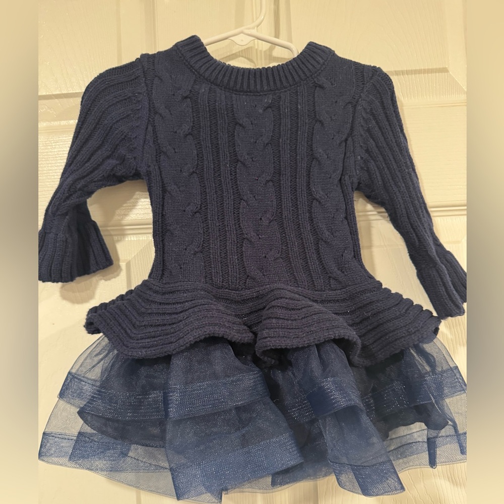 Bonnie Baby Navy Cable Knit Peplum Dress